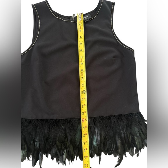 Like New-Nicole‎ Miller Black Feathered & Beaded Top - Size Medium - Picture 5 of 8